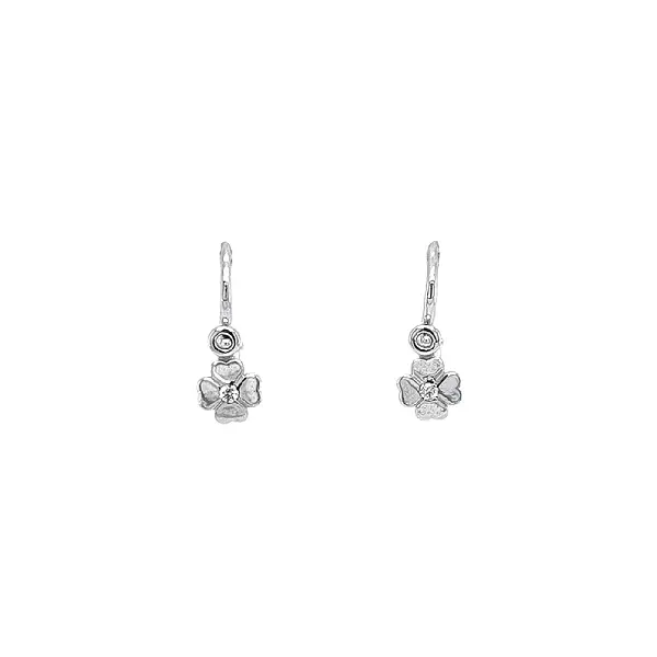 Children's Earrings Quatrefoil with Zircons