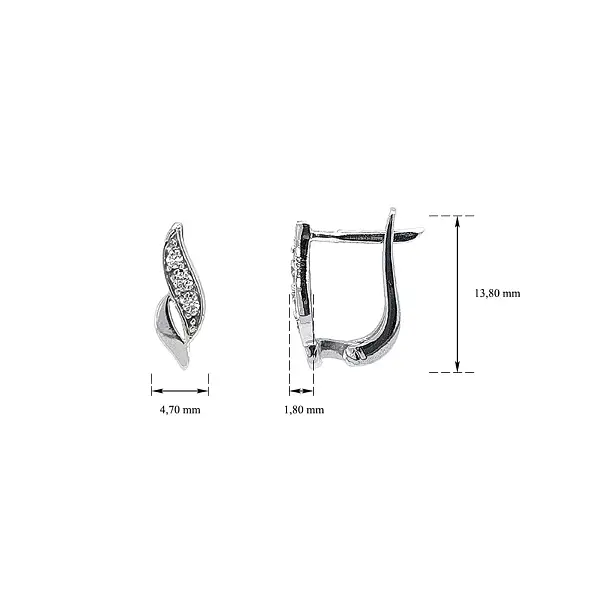 White Gold Earrings with Fine Zircon Ornamentation