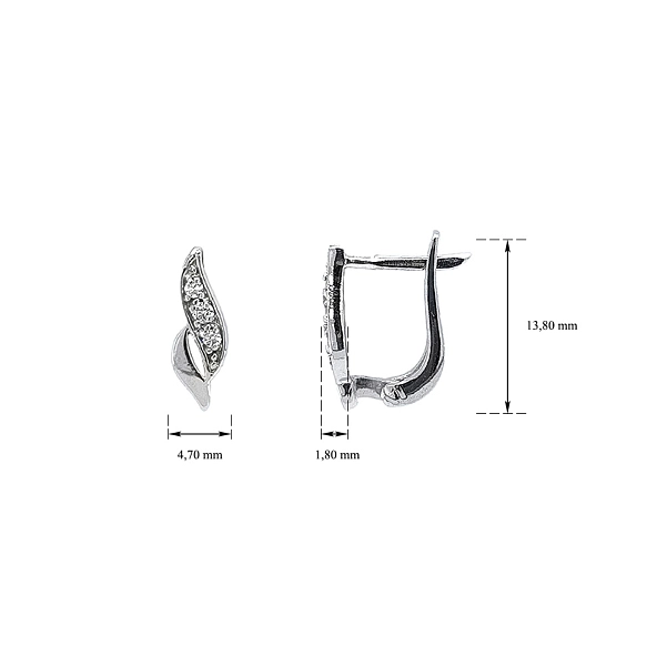 White Gold Earrings with Fine Zircon Ornamentation