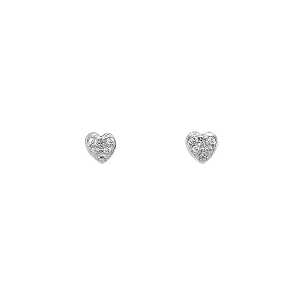 Heart Earrings with Zircones in White Gold