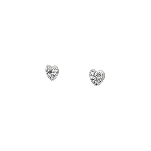 Heart Earrings with Zircones in White Gold