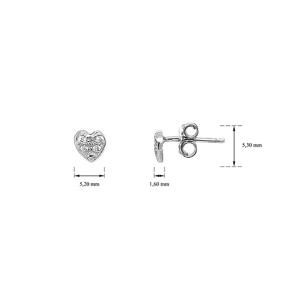 Heart Earrings with Zircones in White Gold