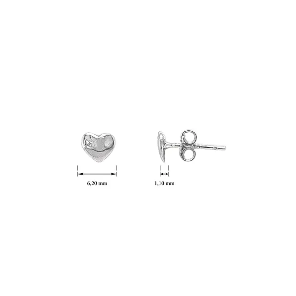 White Gold Heart Earrings with Zircons - Sparkling Symbol of Love