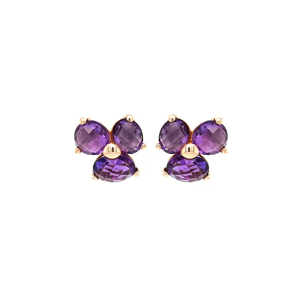 Gold Earrings with Amethyst