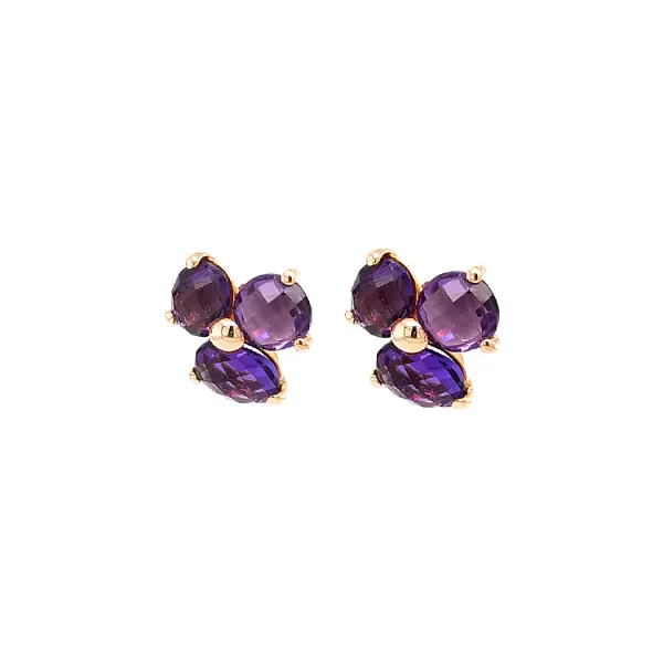 Gold Earrings with Amethyst
