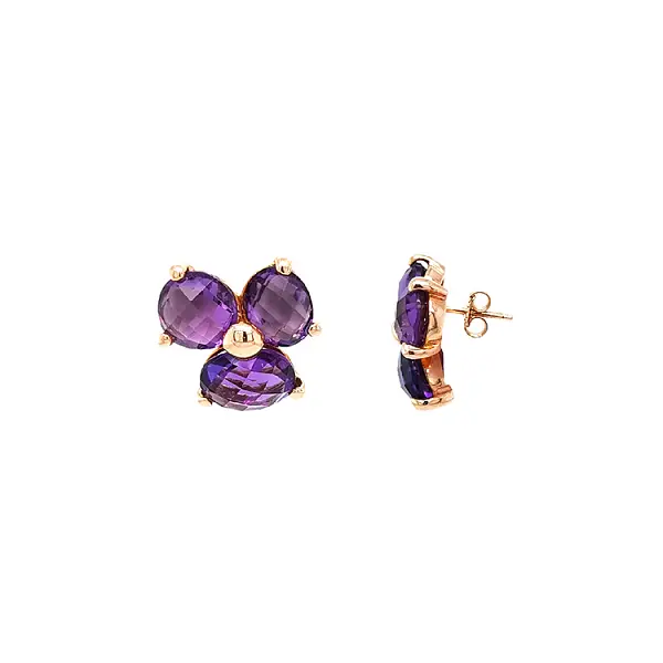 Gold Earrings with Amethyst