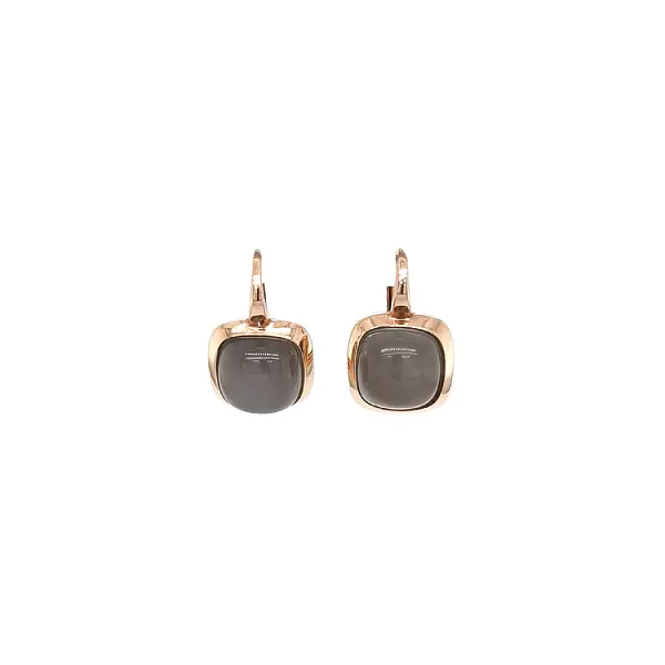 Gold Earrings with Grey Stone