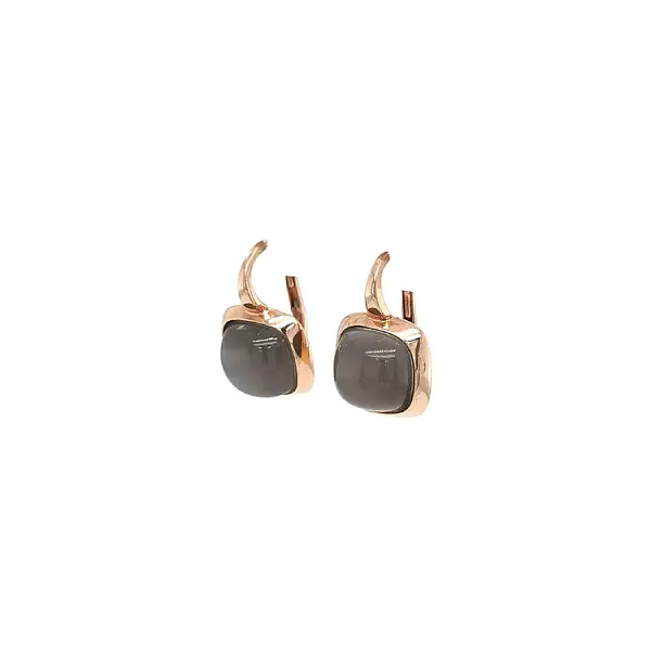 Gold Earrings with Grey Stone