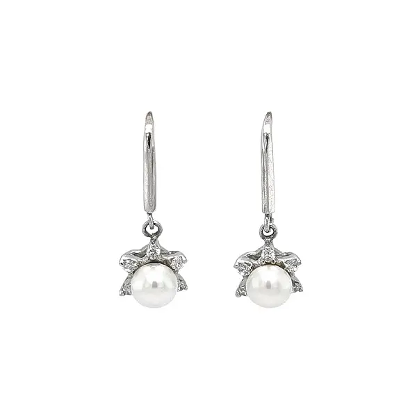 Elegant White Gold Earrings with Pearls and Zirconia