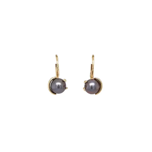 Gold Earrings Black Pearls