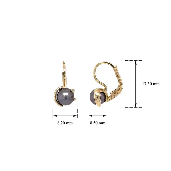 Gold Earrings Black Pearls