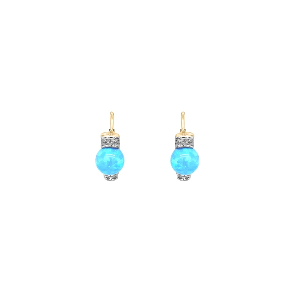 Gold Earrings with Opals and Zircons