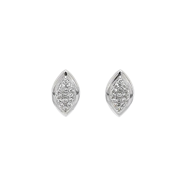 White Gold Earrings with Zircons and French Clasp