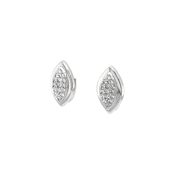 White Gold Earrings with Zircons and French Clasp