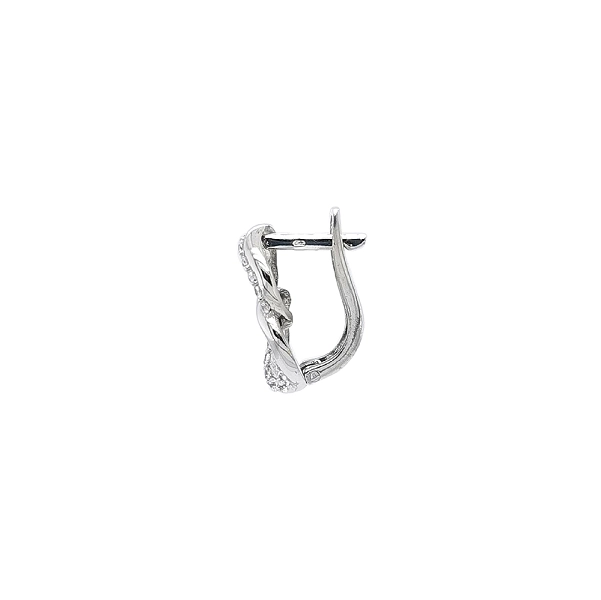 White Gold Earrings with Zircons in Intertwined Link Design