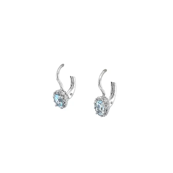 White Gold Earrings with Blue Topaz and Zircons