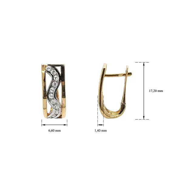 Gold Earrings with Zircons