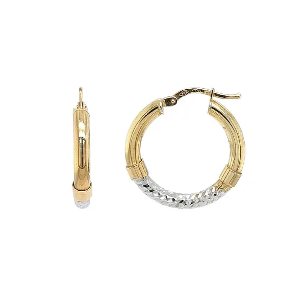 Elegant Gold Earrings with Yellow and White Gold Contrast