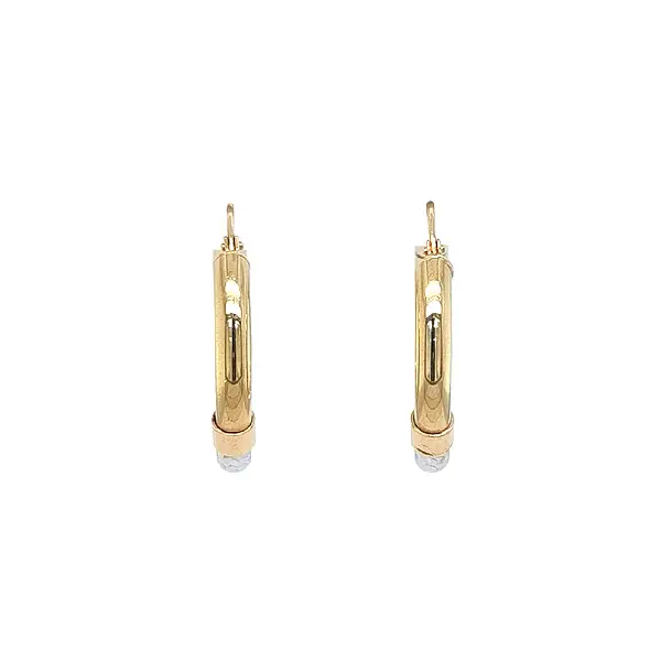 Elegant Gold Earrings with Yellow and White Gold Contrast