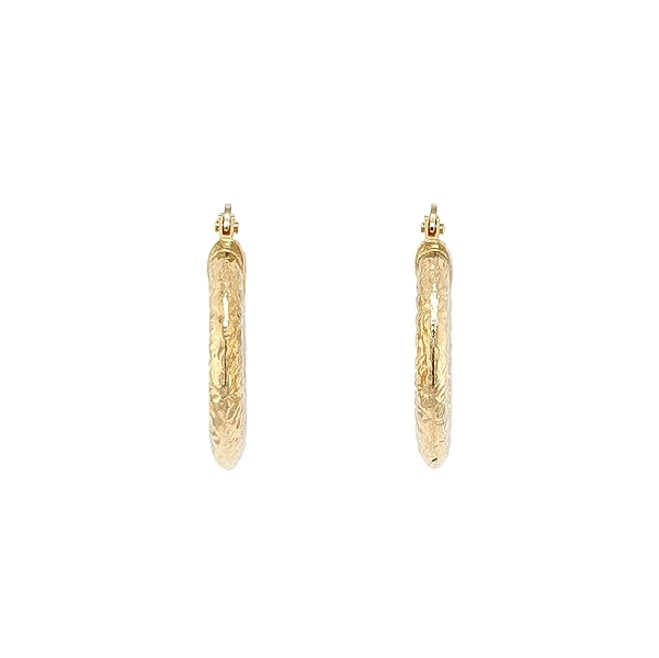 Gold Hoop Earrings with Engraved Pattern