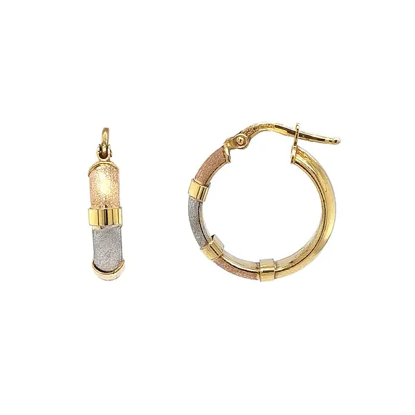 Elegant Tricolor Gold Hoop Earrings