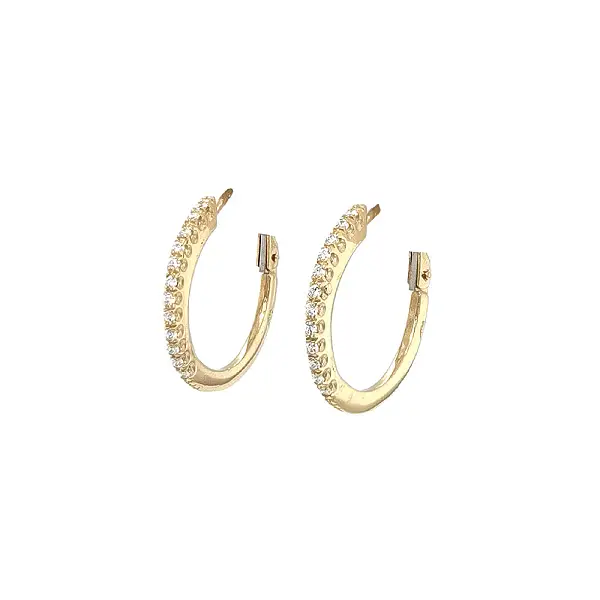 Gold Hoop Earrings with Zirconia