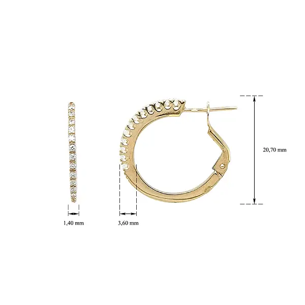 Gold Hoop Earrings with Zirconia