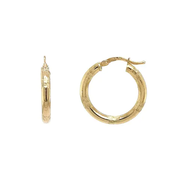 Gold Hoop Earrings with Subtle Pattern