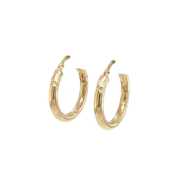 Gold Hoop Earrings with Subtle Pattern