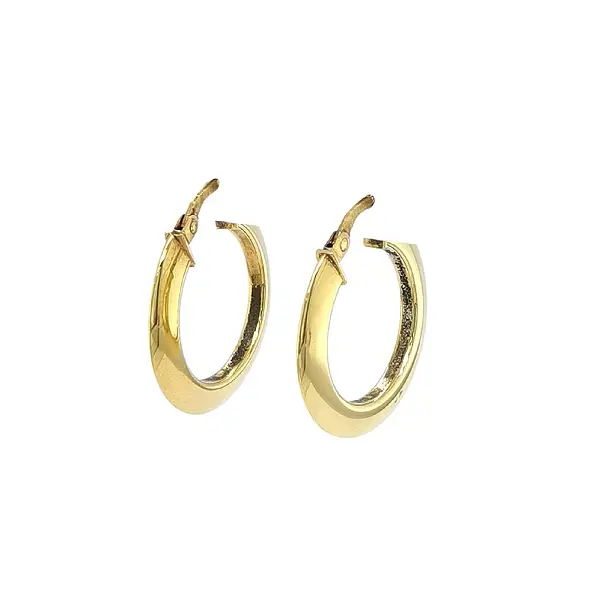Flat Gold Round Earrings with Bar Clasp