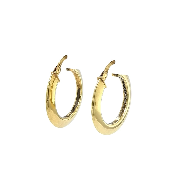 Flat Gold Round Earrings with Bar Clasp