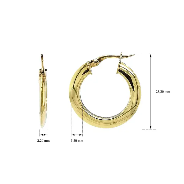 Flat Gold Round Earrings with Bar Clasp