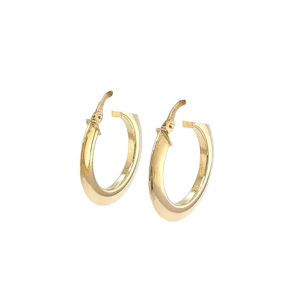 Flat Round Earrings in Yellow Gold with Bar Clasp