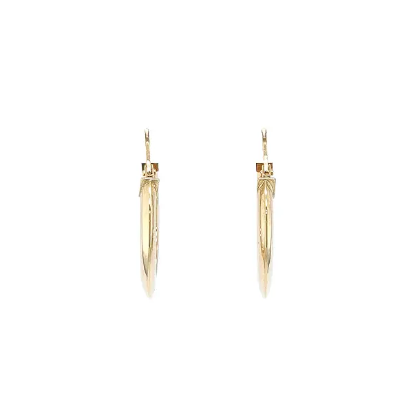 Flat Round Earrings in Yellow Gold with Bar Clasp