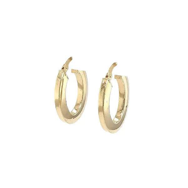 Gold Oval Round Earrings with Bar Clasp
