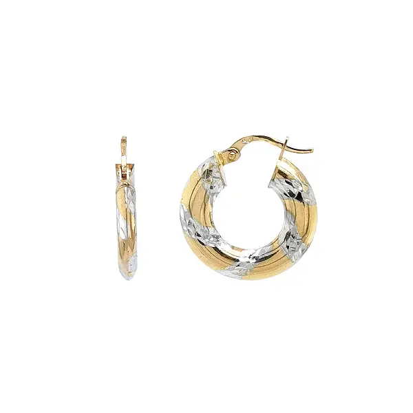 Elegant White and Yellow Gold Round Earrings