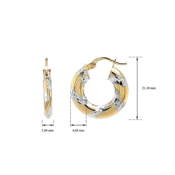 Elegant White and Yellow Gold Round Earrings