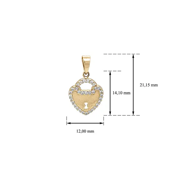Gold Heart Pendant with Zirconia Stones