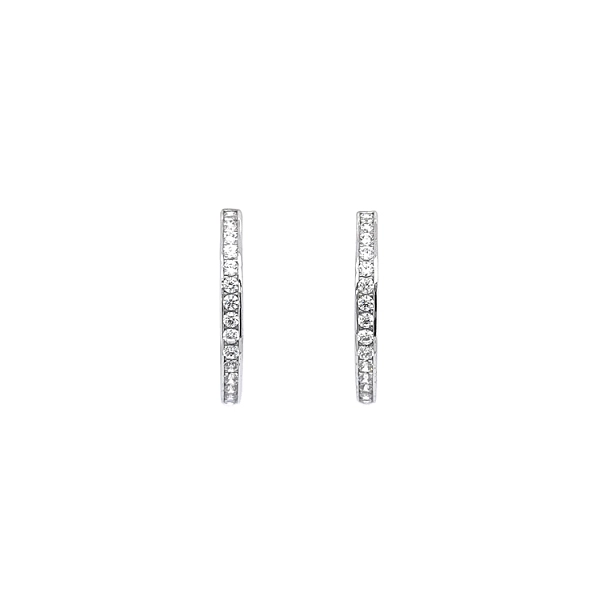 Round Earrings with White Gold Zircons