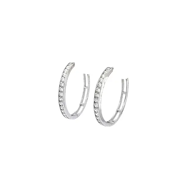 Round Earrings with White Gold Zircons