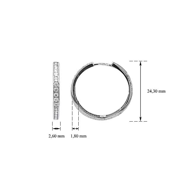 Round Earrings with White Gold Zircons