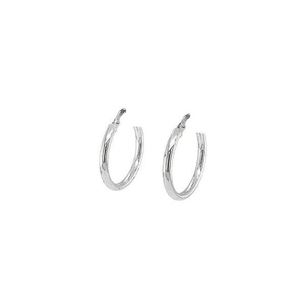 White Gold Round Earrings