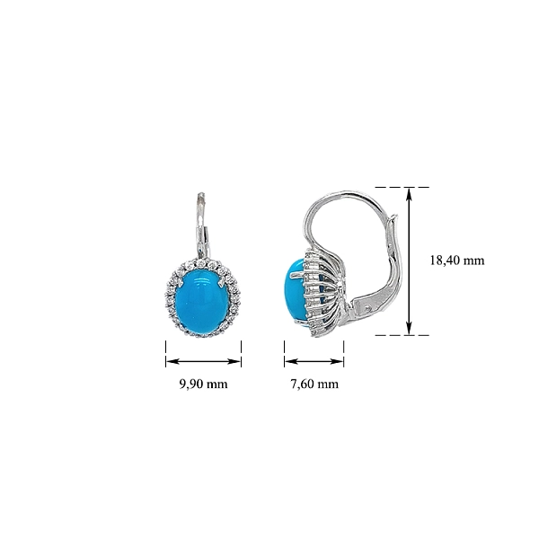 White Gold Earrings with Turquoise