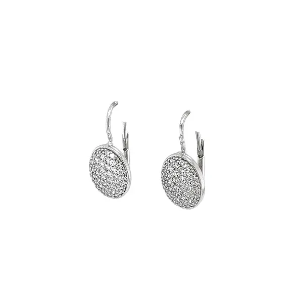 Short White Gold dangle earrings with shining zircons