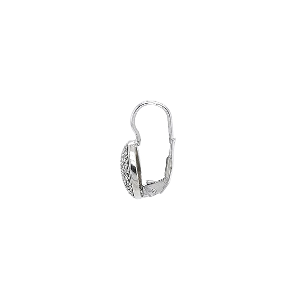 Short White Gold dangle earrings with shining zircons