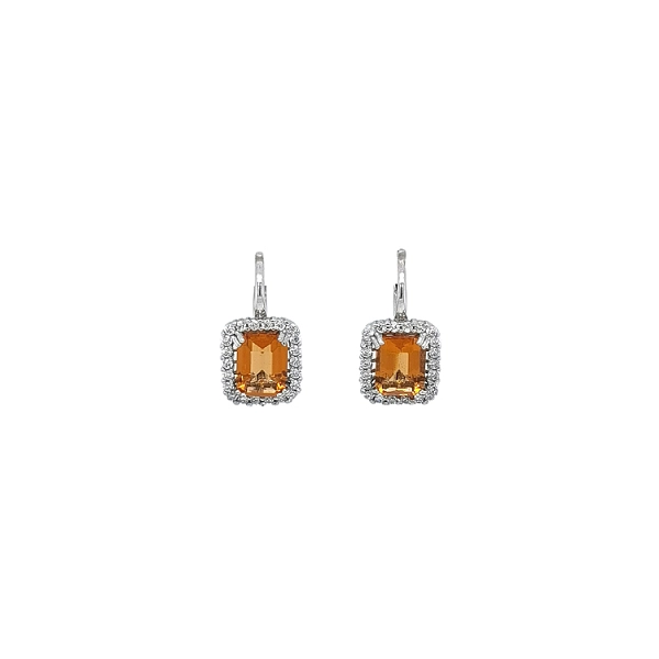 Gold Earrings Orange Stones
