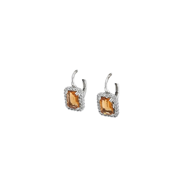 Gold Earrings Orange Stones