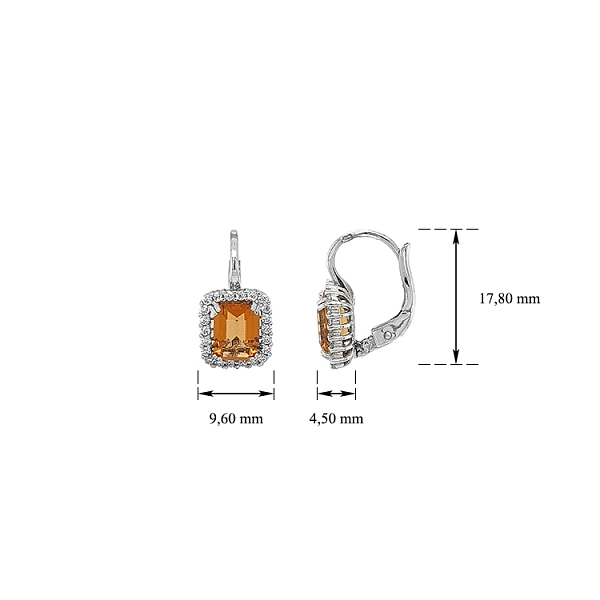 Gold Earrings Orange Stones