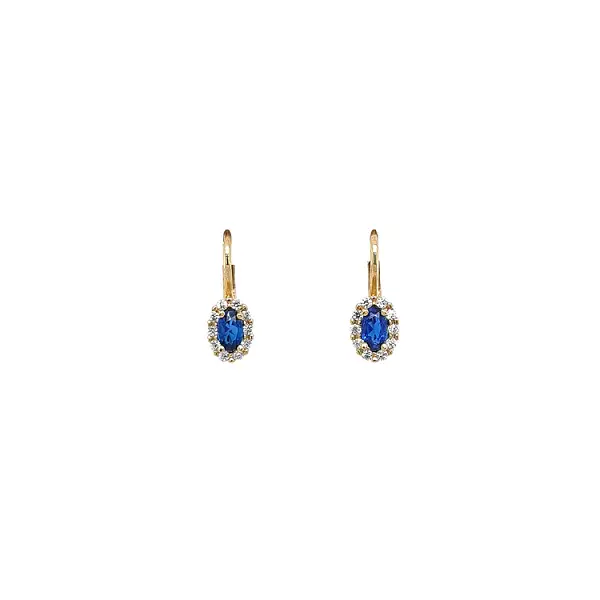 Gold Earrings with Sapphire