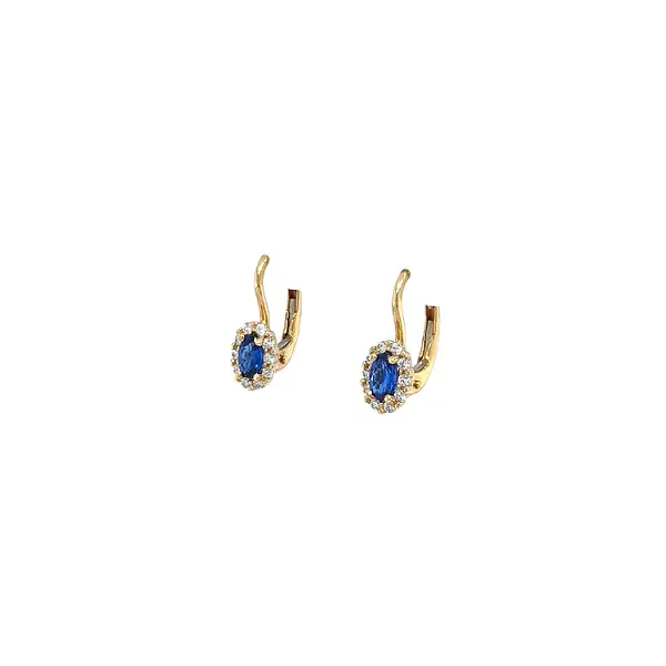 Gold Earrings with Sapphire